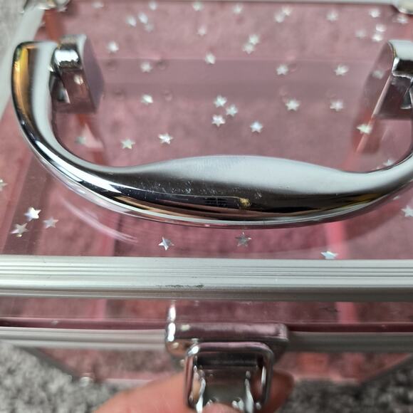 Caboodles Pink Plastic Case w Silver Accents & Iridescent Stars Suitcase Logo - Picture 5 of 9